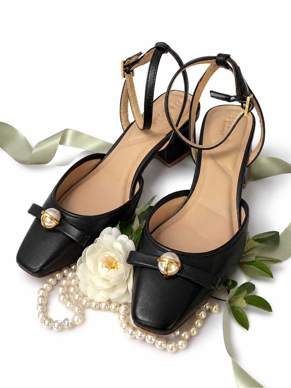 Ted Baker - London Mabel - Black Leather Slingback Block Heels